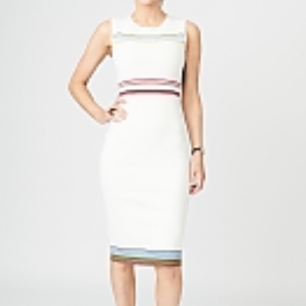 DVF | Ribbon Knit Sleeveless Sheath Dress Ivory